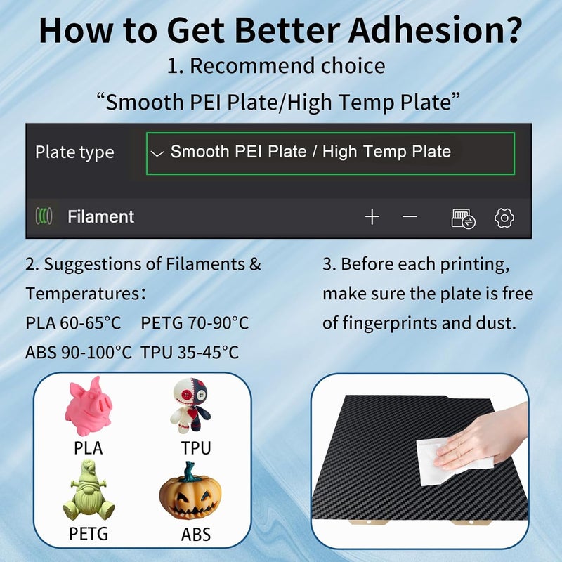 IdeaFormer-3D لوحة بناء مرنة من PET PEI لمختبر بامبو A1 ميني، لوح فولاذي نابض مزدوج الجوانب من ألياف الكربون PET + PEI الملمس 184x184 مم لطابعات 3D بامبو A1 ميني - Image 4